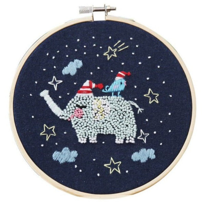 Elephant Stars Embroidery DIY Knitting Kit
