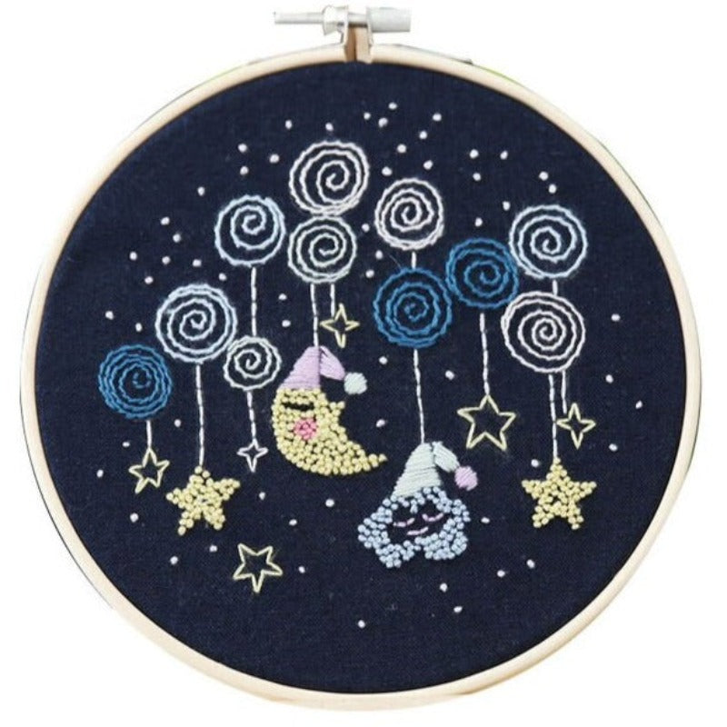 Moon & Stars Embroidery DIY Knitting Kit