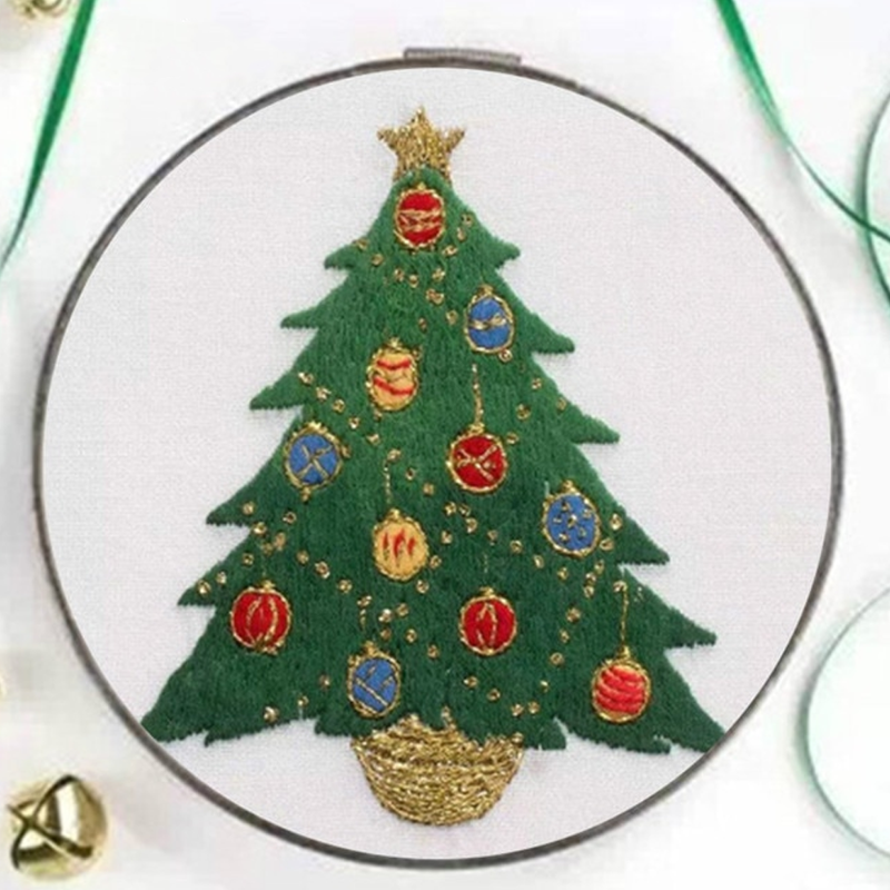 Christmas Tree Embroidery DIY Knitting Kit