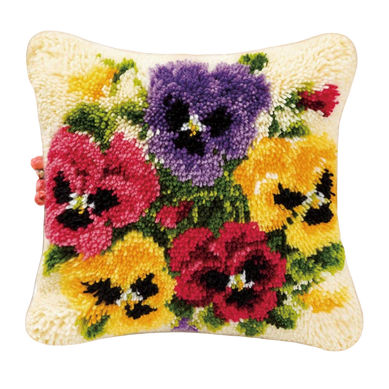 Bunch Of Flowers Latch Hook Pillow Crocheting Knitting Kit