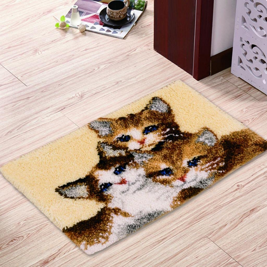 Three Kitten Latch Hook Rug Crocheting Knitting Kit