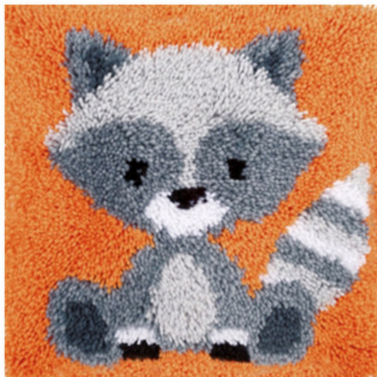 Baby Racoon Latch Hook Rug Crocheting Knitting Kit