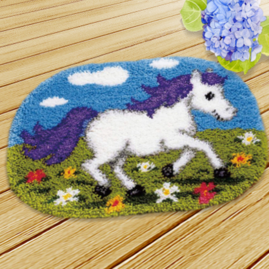 Cartoon Horse Latch Hook Rug Crocheting Knitting Kit