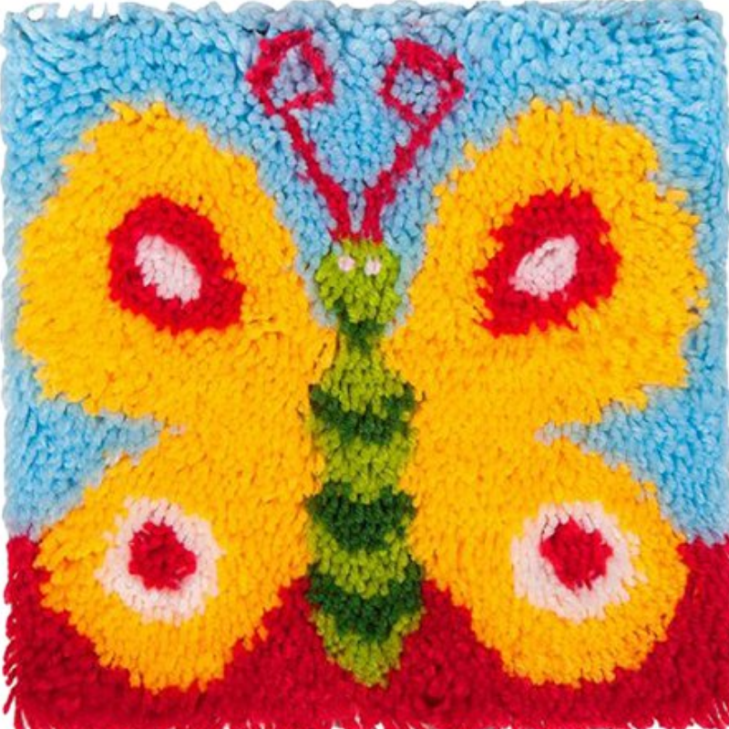 Big Yellow Butterfly Latch Hook Rug Crocheting Knitting Kit