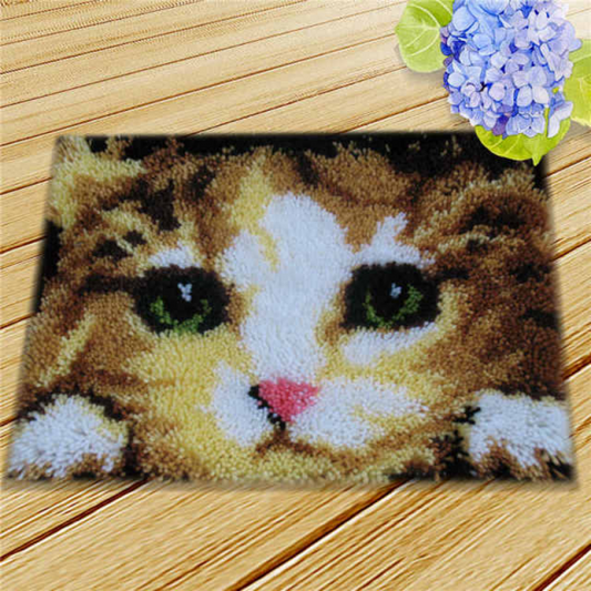 Cute Cat Latch Hook Rug Crocheting Knitting Kit