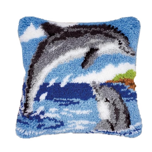 Dolphins Latch Hook Pillow Crocheting Knitting Kit