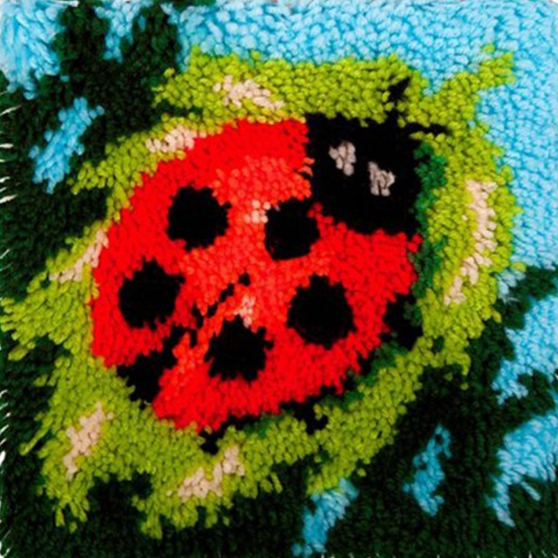 Lady bug On Leaf Latch Hook Rug Crocheting Knitting Kit