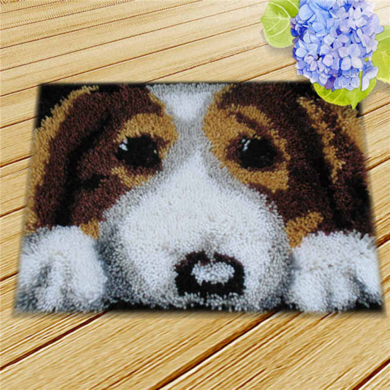 Cute Dog Latch Hook Rug Crocheting Knitting Kit