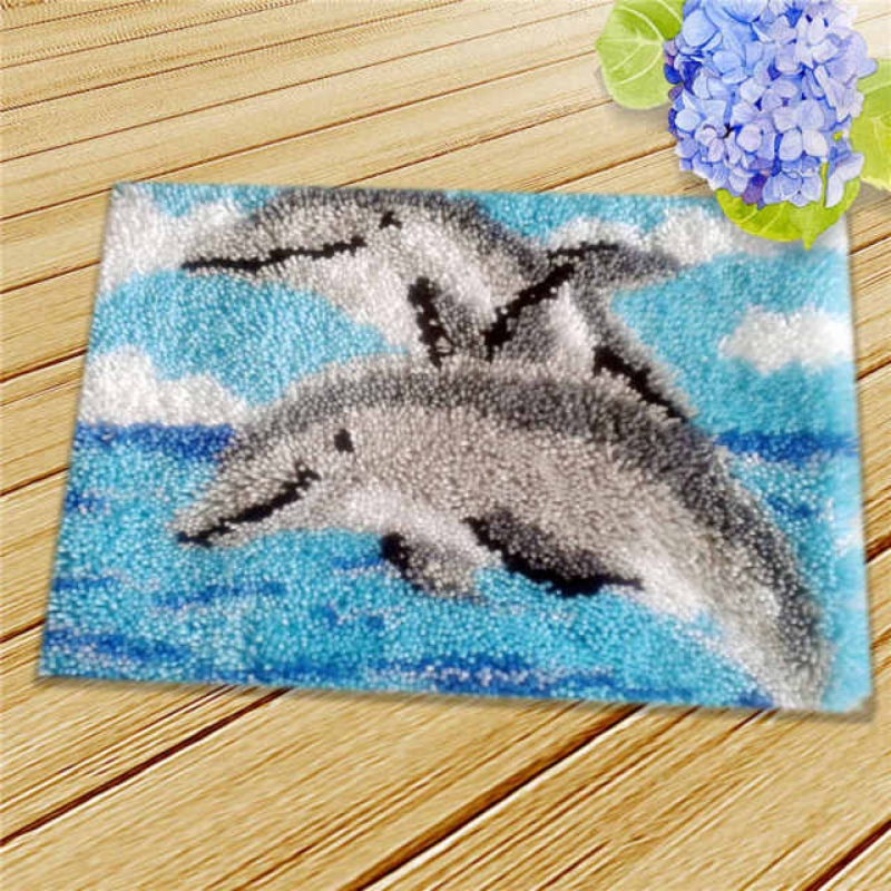 Couple Dolphin Latch Hook Rug Crocheting Knitting Kit