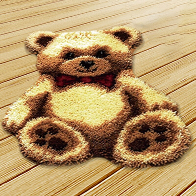 Cartoon Brown Bear Latch Hook Rug Crocheting Knitting Kit