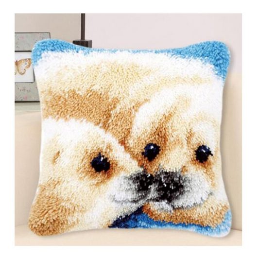 Cute Dogs Latch Hook Pillow Crocheting Knitting Kit