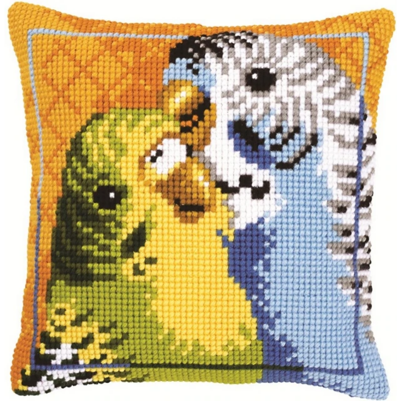 Couple Parrots Latch Hook Pillow Crocheting Knitting Kit