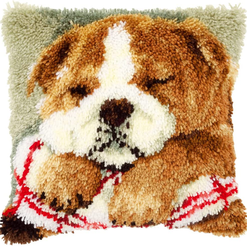 Cute Puppy Latch Hook Pillow Crocheting Knitting Kit