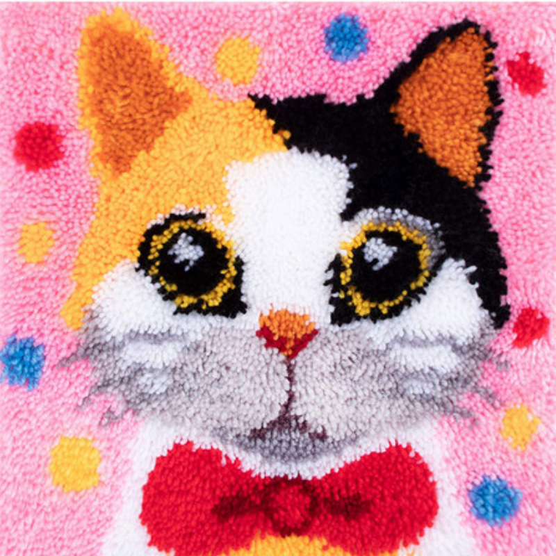 Beautiful Cute Cat Latch Hook Rug Crocheting Knitting Kit