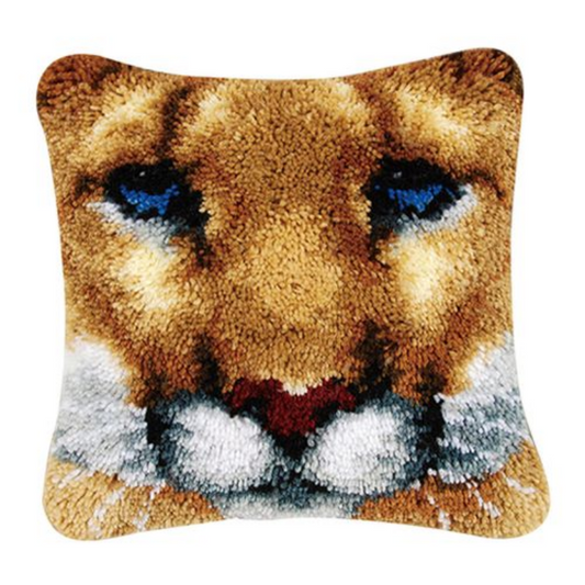 Cheetah Latch Hook Pillow Crocheting Knitting Kit