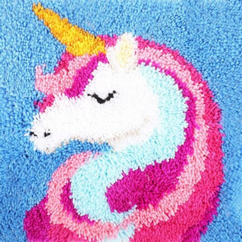 Colorful Unicorn Latch Hook Rug Crocheting Knitting Kit