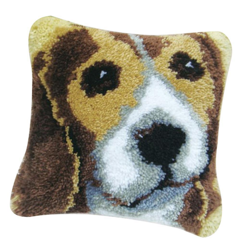 Dog Latch Hook Pillow Crocheting Knitting Kit