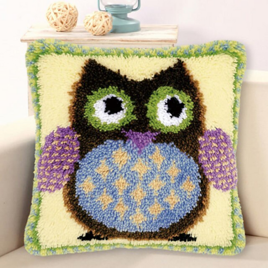 Brown Owl Latch Hook Pillow Crocheting Knitting Kit