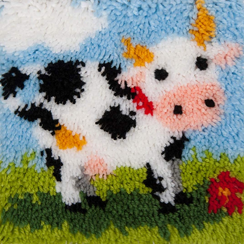 Cow Latch Hook Rug Crocheting Knitting Kit