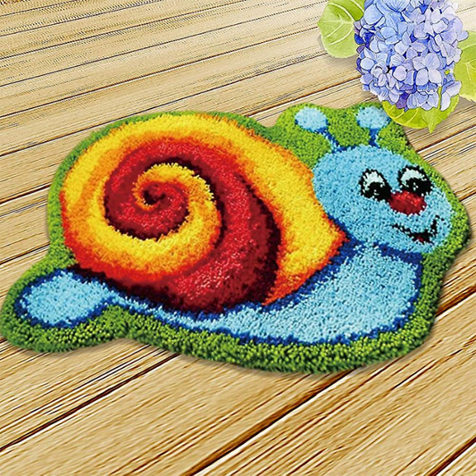 Blue Snail Latch Hook Rug Crocheting Knitting Kit