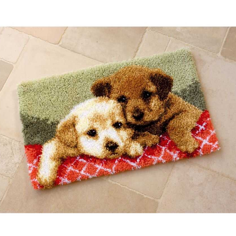 Two Cute Puppy Rug Crocheting Knitting Kit