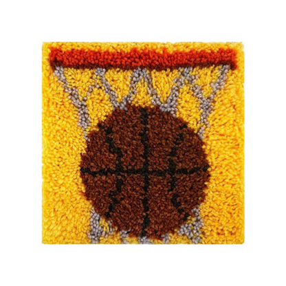 Basketball With Yellow Background Latch Hook Rug Crocheting Knitting Kit