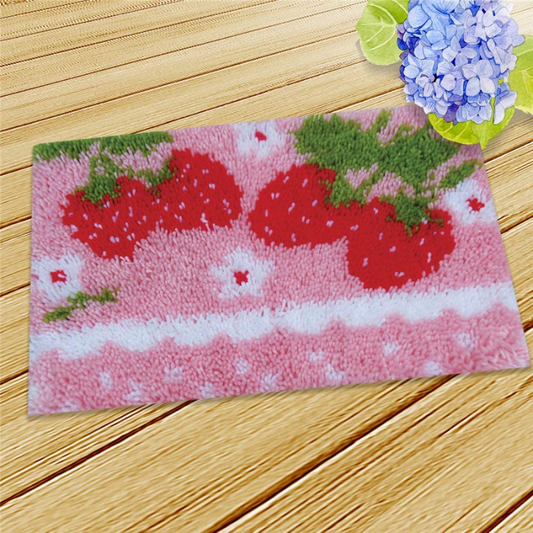 Strawberries Latch Hook Rug Crocheting Knitting Kit