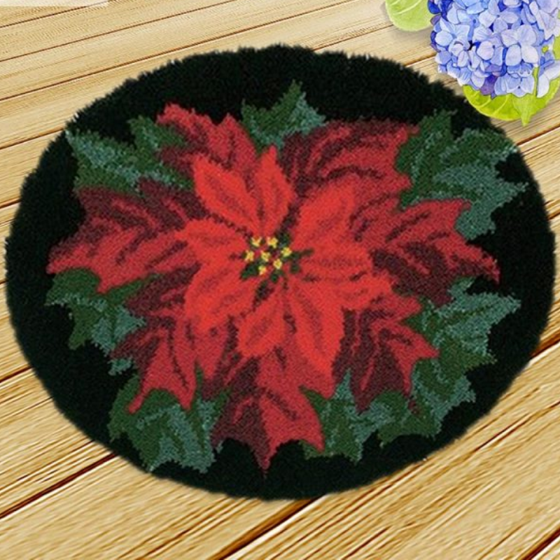 Red Flower Latch Hook Rug Crocheting Knitting Kit