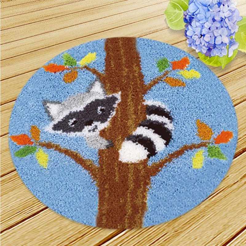 Cute Racoon Latch Hook Rug Crocheting Knitting Kit