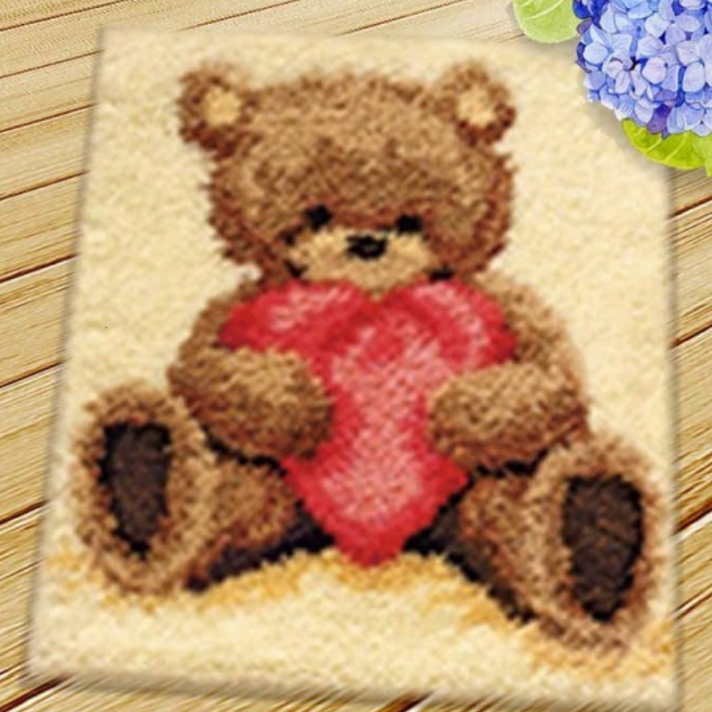 Love Bear Latch Hook Rug Crocheting Knitting Kit