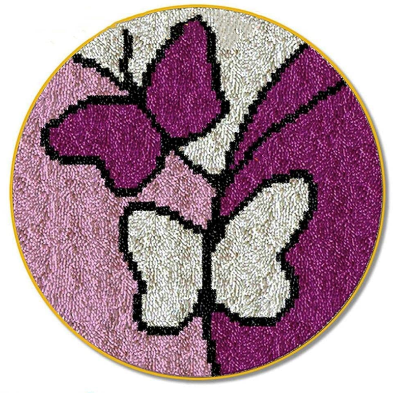 Purple Butterfly Latch Hook Rug Crocheting Knitting Kit