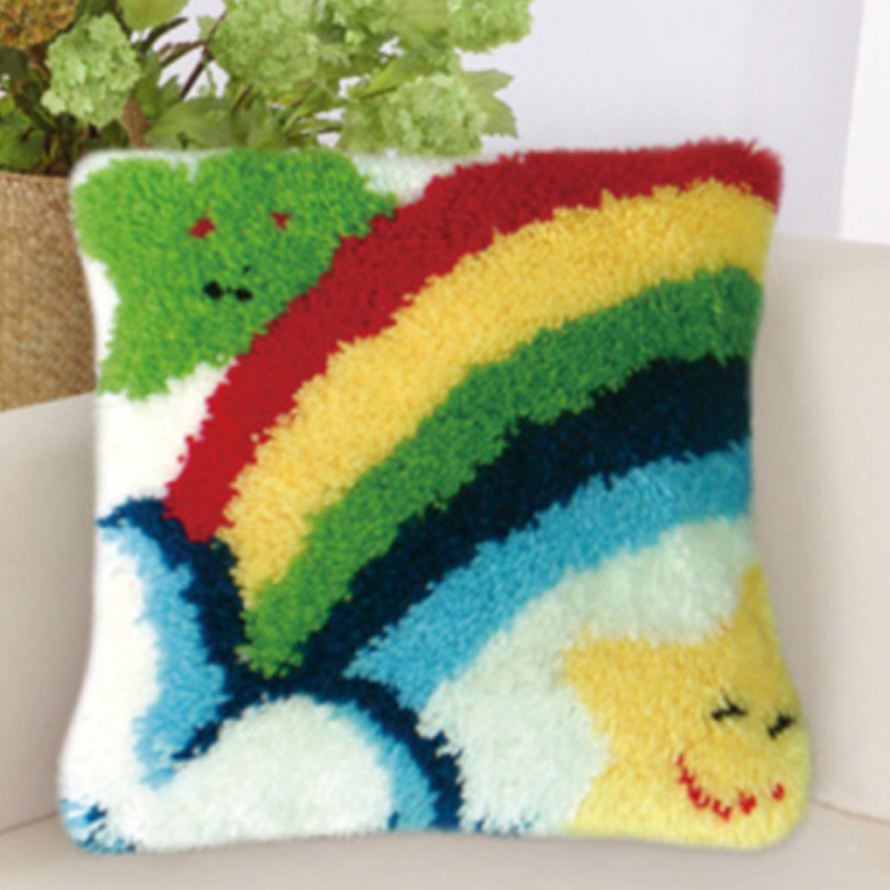 Star With Rainbow Latch Hook Rug Crocheting Knitting Kit