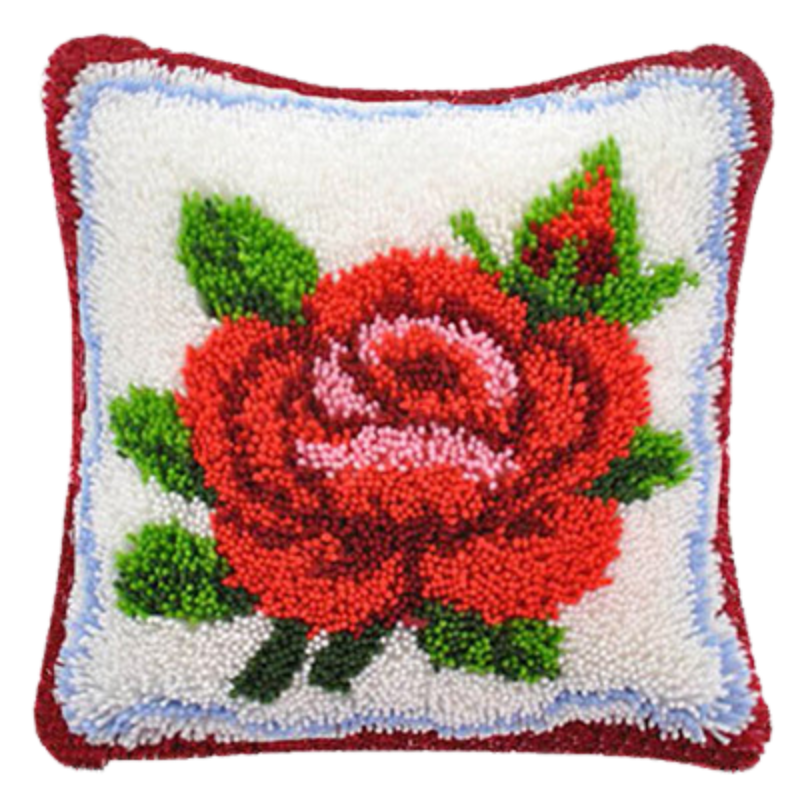 Beautiful Red Rose Latch Hook Rug Crocheting Knitting Kit