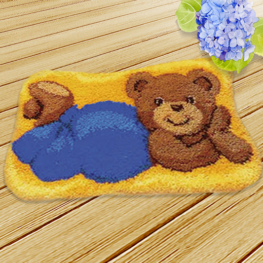 Bear With Blue Pant Latch Hook Rug Crocheting Knitting Kit