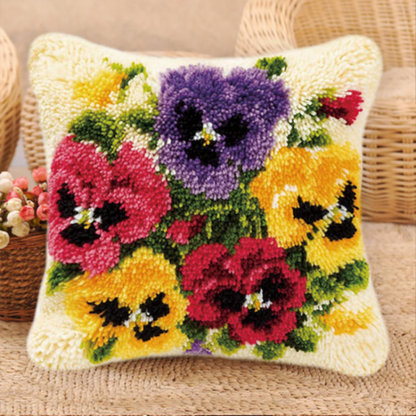 5 Colorful Flowers Latch Hook Pillow Crocheting Knitting Kit