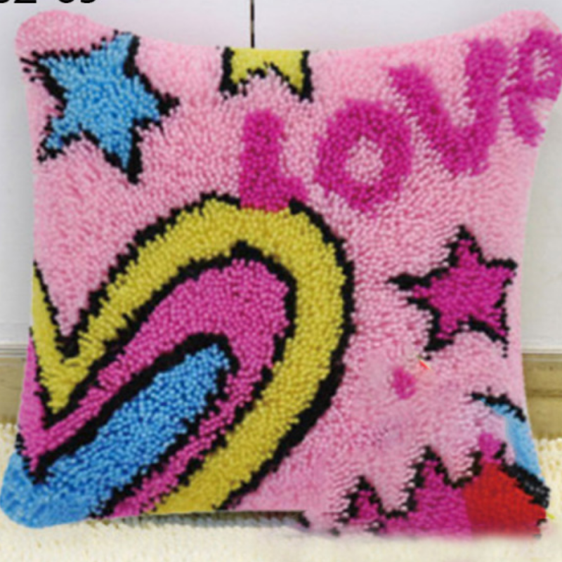 Love With Star Latch Hook Pillow Crocheting Knitting Kit