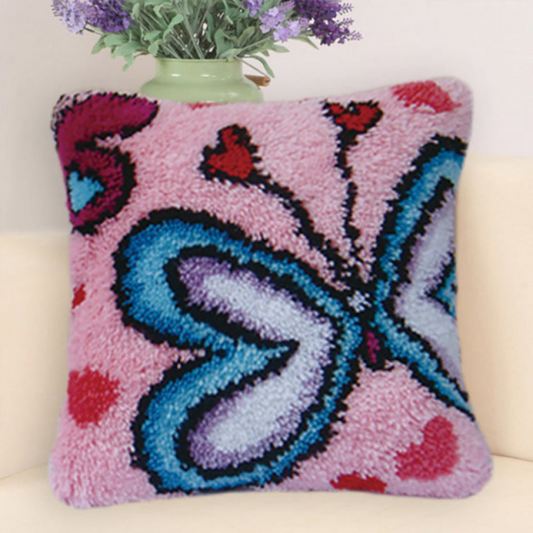 Butterfly Shaped Latch Hook Pillow Knitting Kit