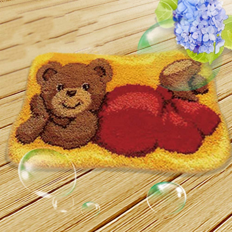 Bear With Red Pant Latch Hook Rug Crocheting Knitting Kit