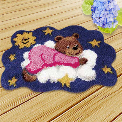 Bear In Pink Latch Hook Rug Crocheting Knitting Kit