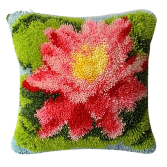 Red Calendula Latch Hook Rug Crocheting Knitting Kit