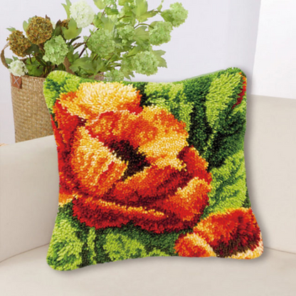 Orange Flower Latch Hook Rug Crocheting Knitting Kit