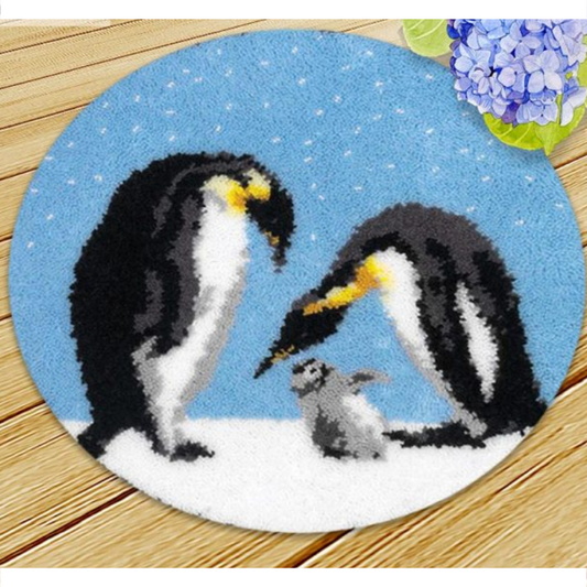 Penguin Family Latch Hook Rug Crocheting Knitting Kit