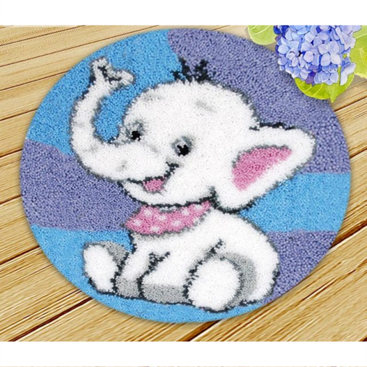 Cartoon Cute Elephant Latch Hook Rug Crocheting Knitting Kit