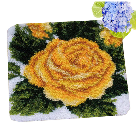 Beautiful Yellow Rose Latch Hook Rug Crocheting Knitting Kit