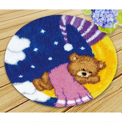 Bear Sleeping On Moon Latch Hook Rug Crocheting Knitting Kit