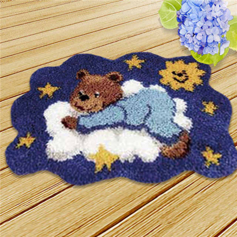 Bear In Blue Latch Hook Rug Crocheting Knitting Kit