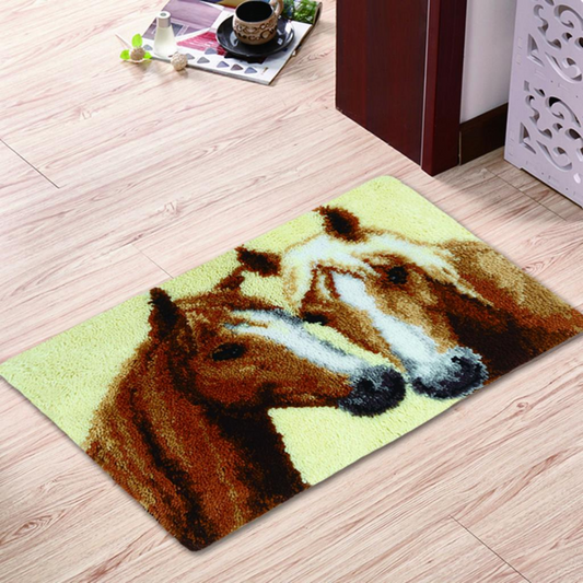 Horses Latch Hook Rug Crocheting Knitting Kit