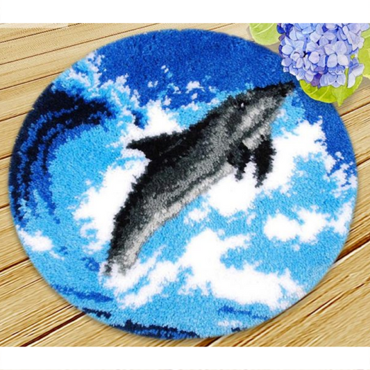 Beautiful Dolphin Latch Hook Rug Crocheting Knitting Kit