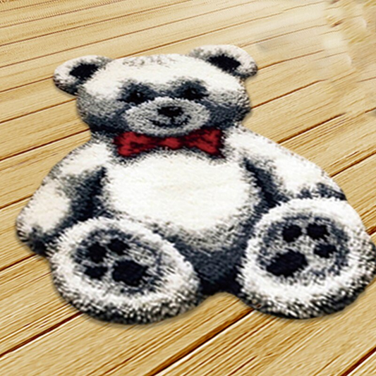 Cartoon White Bear Latch Hook Rug Crocheting Knitting Kit