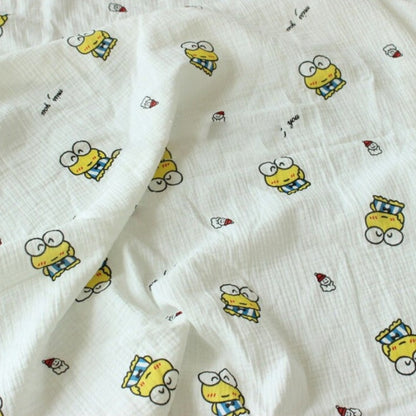 Cartoon Frog Printed Cotton Crepe Fabric